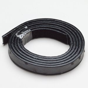 Cord, faux leather, pkg/36 inches, 12-13mm flat, grey and black with dots.