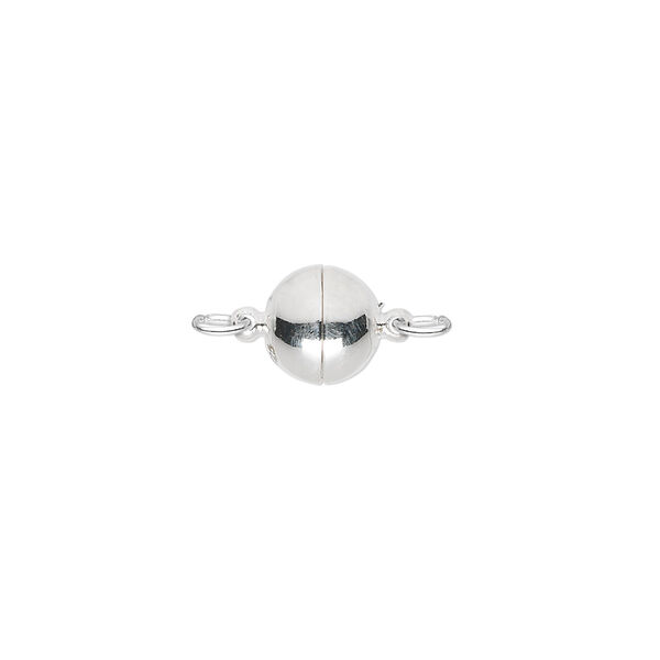 Clasp, magnetic, sterling silver, 8mm smooth round. Sold individually. image number 0