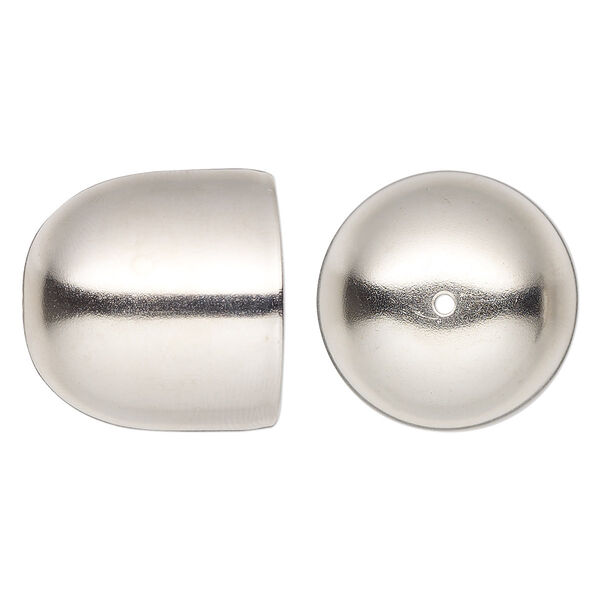 Bell component, lacquered imitation rhodium-plated carbon steel, 28x26mm with 25.5mm inside diameter. Sold per pkg of 6. image number 0