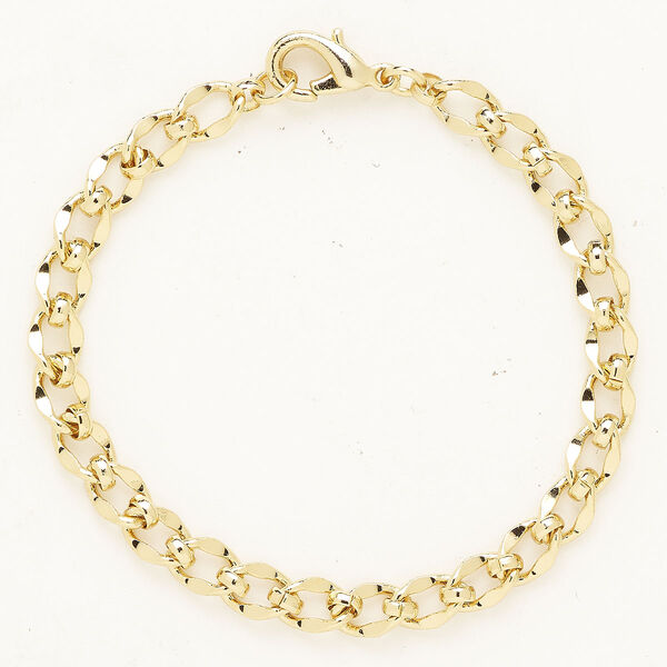 Chain 1pkg1 brass / stainless steel, 6.1mm oval long and short, 7 inch / lobster claw clasp gold finish image number 0