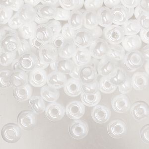 Seed bead, Preciosa Ornela, glass, opaque luster chalkwhite, #2 rocaille. Sold per 500-gram pkg.