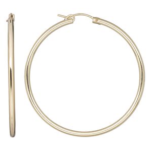Earring, Create Compliments®, 14Kt gold-filled, 50mm flexible round hoop with latch-back closure. Sold per pair.