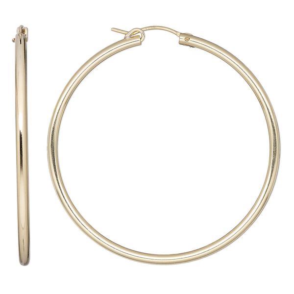 Earring, Create Compliments®, 14Kt gold-filled, 50mm flexible round hoop with latch-back closure. Sold per pair. image number 0