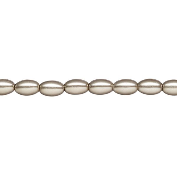 Pearl 1pk platinum, Celestial Crystal® 6x4mm rice 15.5-16 inch image number 0