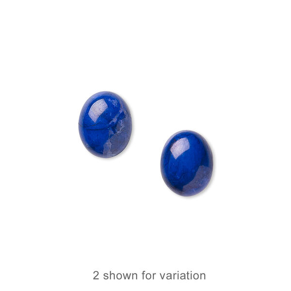 Cabochon, howlite (dyed), lapis blue, 10x8mm calibrated oval, B grade, Mohs hardness 3 to 3-1/2. Sold per pkg of 10. image number 0