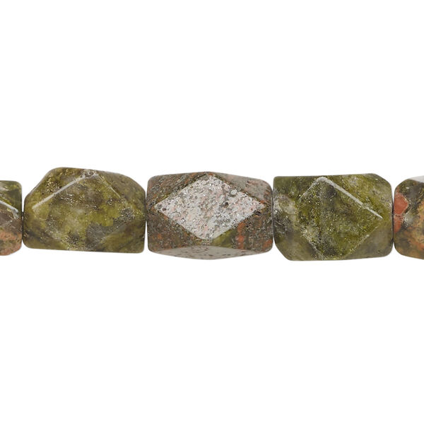 Unakite 1pkg1, 4-sided rectangle bead natural, 15 inch 11x7mm-13x9mm image number 0