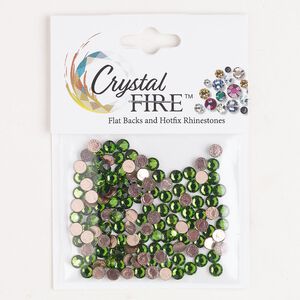 Flat back 144pk fern green foil back, Crystal Fire® 3.80-4.00mm hotfix round SS16