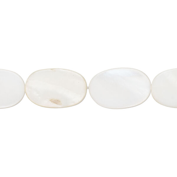 Mother-of-pearl shell 1pkg1, flat oval bead 15 inch white 14x10mm-15x10mm image number 0