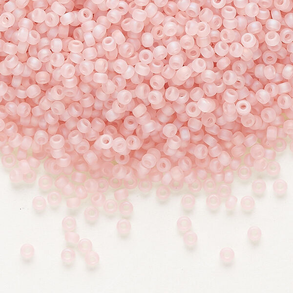 Seed bead, Miyuki, glass, pkg/250g, #11 rocaille, translucent matte rainbow pink mist, (RR-155FR). image number 0