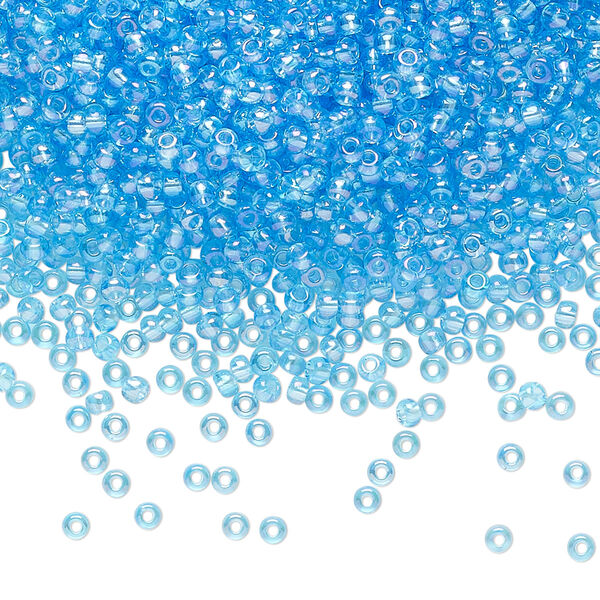 Seed bead, Preciosa Ornela Czech glass, pkg/500g, #11 rocaille, translucent rainbow sky blue, (61010). image number 0