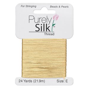 Thread, Purely Silk™, gold, size E. Sold per 24-yard card.