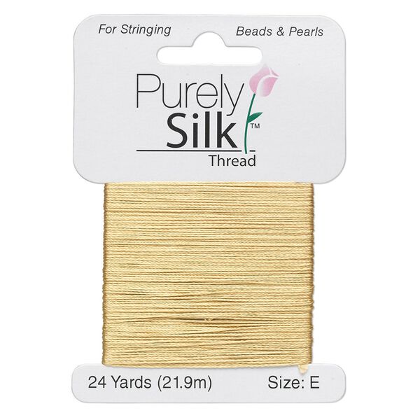 Thread, Purely Silk™, gold, size E. Sold per 24-yard card. image number 0