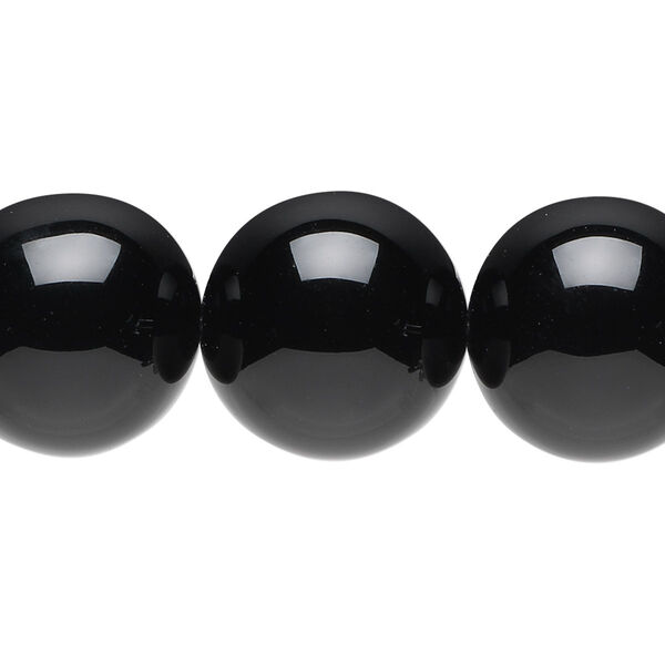 Bead, black onyx (dyed), 18mm round, B grade, Mohs hardness 6-1/2 to 7. Sold per 15-1/2" to 16" strand. image number 0