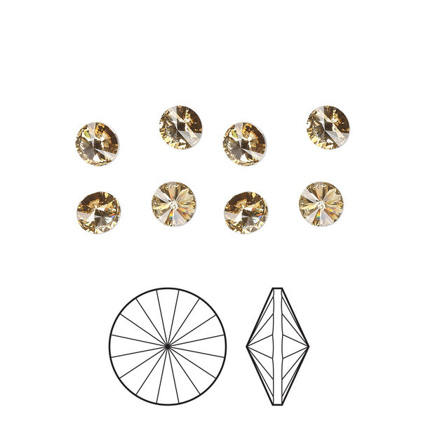 Chaton 8pk light Colorado topaz foil back, Preciosa MAXIMA Czech crystal rhinestone 8.16-8.41mm rivoli SS39 image number 0