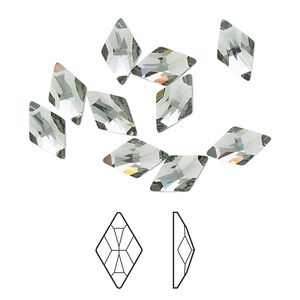 Flat back 144pk black diamond foil back, Crystal Passions® 10x6mm rhombus 2709