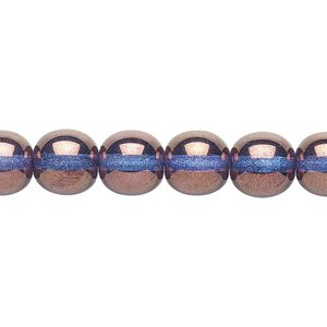 Bead, Czech glass druk, translucent lilac luster, 10mm round. Sold per 15-1/2" to 16" strand.