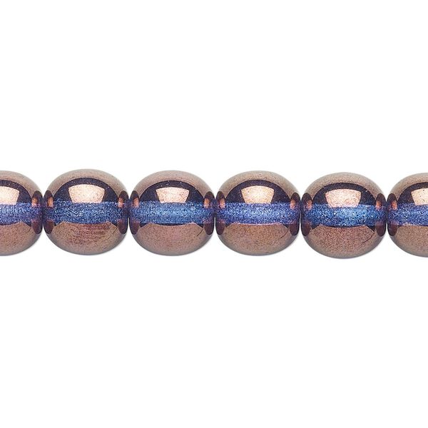 Bead, Czech glass druk, translucent lilac luster, 10mm round. Sold per 15-1/2" to 16" strand. image number 0