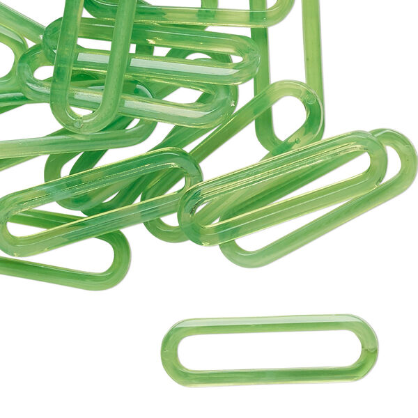 Component, vintage German acrylic, translucent neon green, 25x8mm open oval. Sold per pkg of 24. image number 0