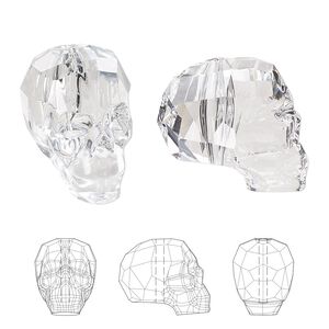 Bead 12pk crystal, Swarovski® 19x18mm skull 5750