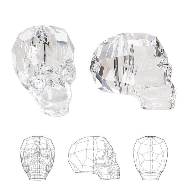 Bead 12pk crystal, Swarovski® 19x18mm skull 5750 image number 0