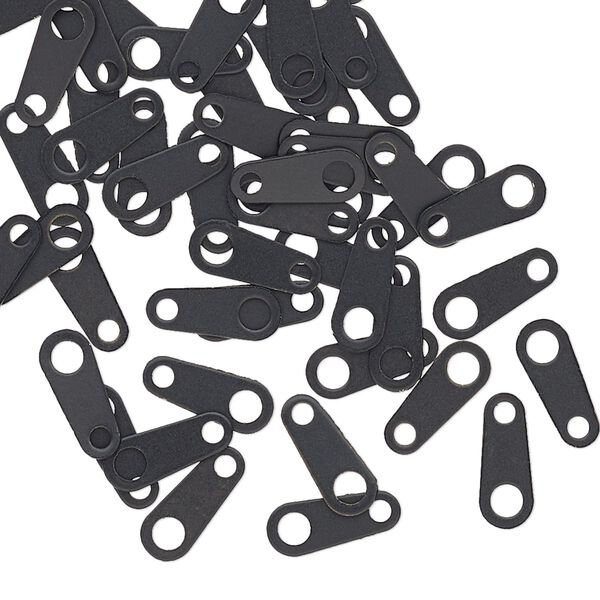 Chain tab, black-finished brass, 10x4mm. Sold per pkg of 50. image number 0