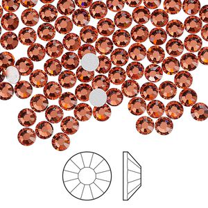 Flat back 144pk padparadscha foil back, Preciosa Viva 12® Czech crystal rhinestone 3.8-4mm chaton rose round SS16