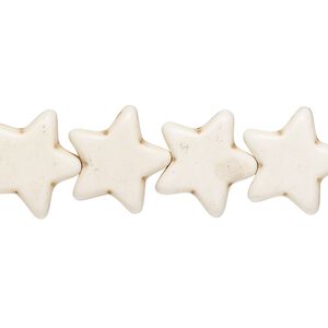 Bead, "howlite" (resin) (imitation), white, 15x14mm star. Sold per 15-inch strand.
