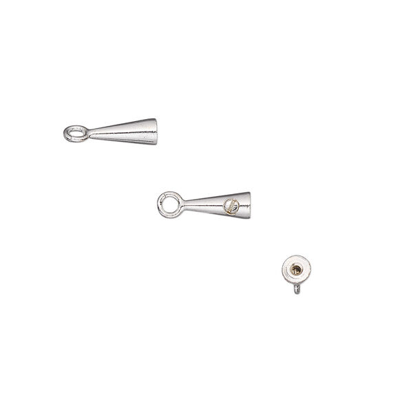 Crimp, Screw-Tite Crimps™, silver-plated brass, 8x3mm cone, for wire up to 0.024 inches. Sold per pkg of 10. image number 0