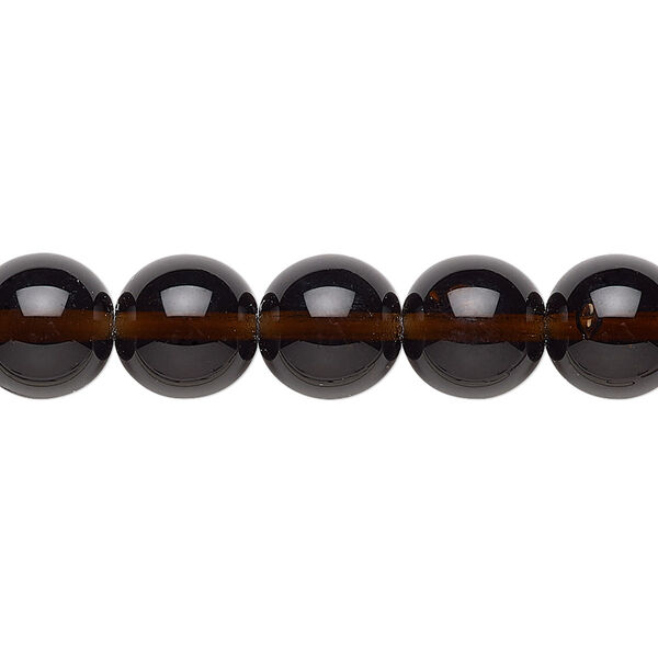 Bead, Preciosa, Czech glass druk, transparent dark brown, 10mm round. Sold per 15-1/2" to 16" strand. image number 0