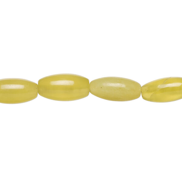 Peridot new "jade" 1pkg1, oval bead natural, 15 inch 12x5mm-13x7mm image number 0