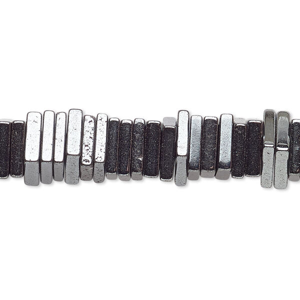 Bead, Hemalyke™ (man-made), black, 4x1mm square rondelle. Sold per 8-inch strand, approximately 200 beads. image number 0