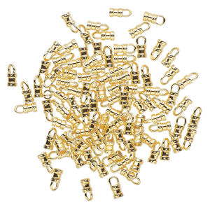 Crimp end 1pkg100 gold-plated, 6x4.5mm tube / loop / 3mm inside diameter, brass