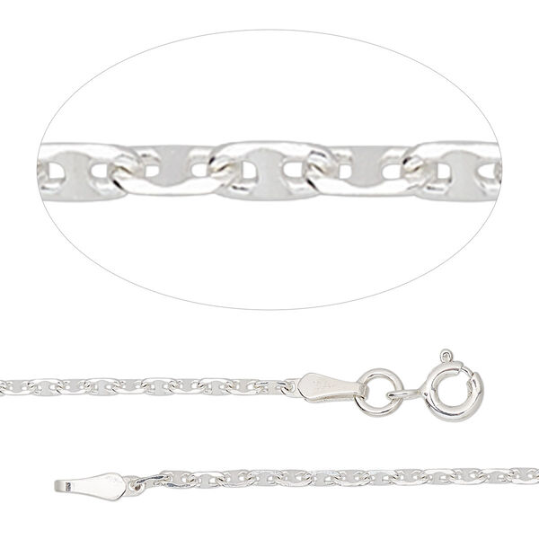 Chain, sterling silver, 1.5mm anchor, 18 inches with springring clasp. Sold individually. image number 0