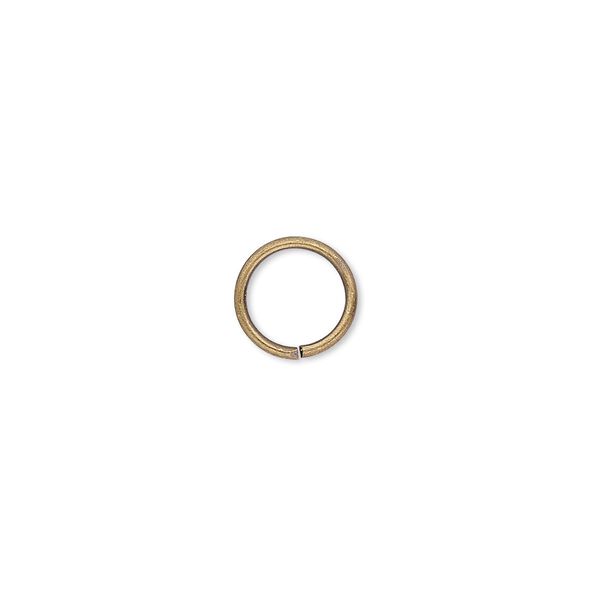 Jump ring, antique gold-plated brass, 9mm round, 7mm inside diameter, 18 gauge. Sold per pkg of 500. image number 0