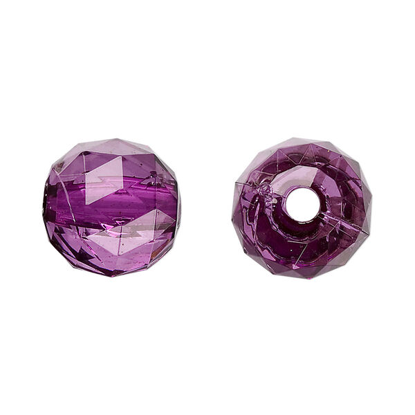 Bead, acrylic, purple, 15mm faceted round. Sold per 100-gram pkg, approximately 50 beads. image number 0