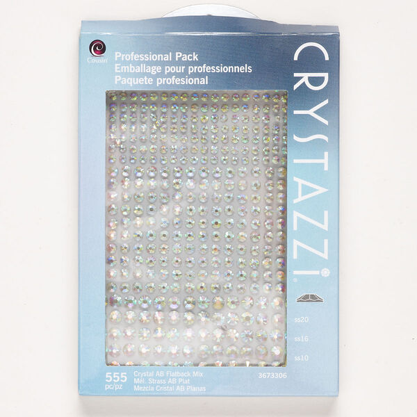Crystal rhinestone 1pkg555, round flat back clear AB foil, 2.70-4.80mm SS10 / SS16 / SS20 image number 0