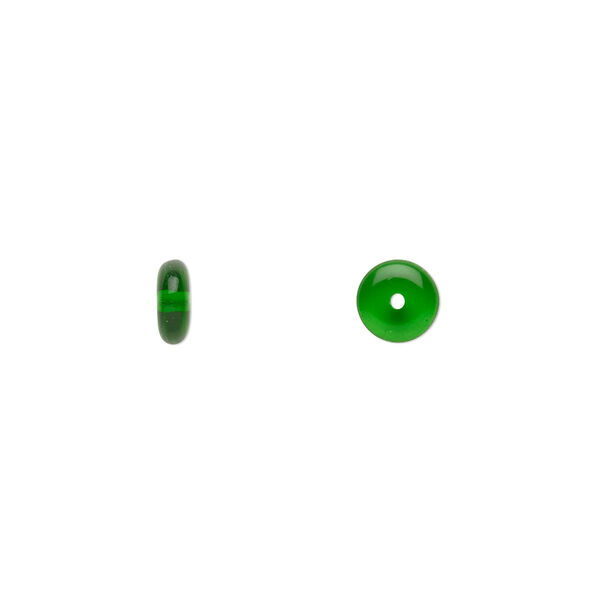 Bead, Czech pressed glass, emerald green, 6x2.5mm rondelle. Sold per 15-1/2" to 16" strand, approximately 160 beads. image number 0