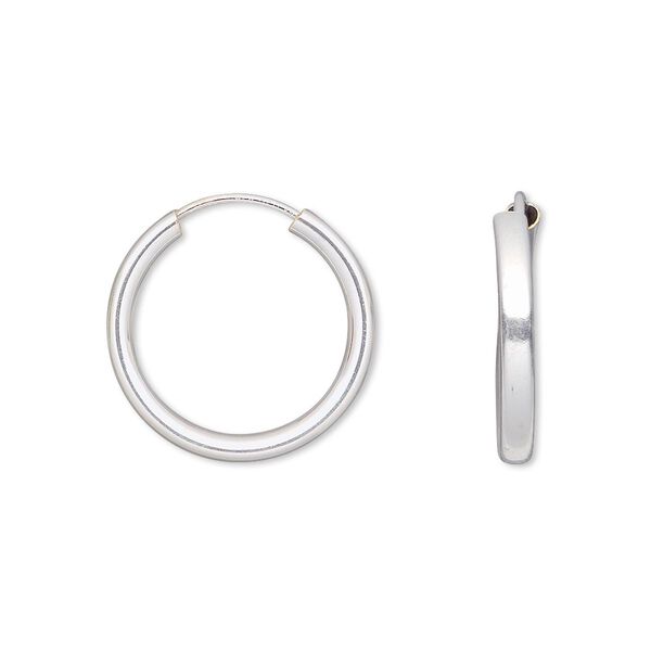 Earring, sterling silver-filled, 18mm round hoop with endless-loop closure. Sold per pair. image number 0