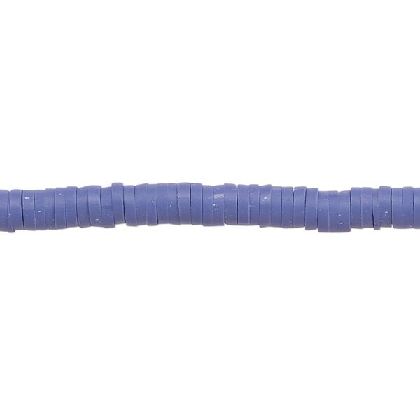 Bead, polymer clay, opaque purple, 4x1mm heishi. Sold per pkg of (2) 15-1/2" to 16" strands. image number 0