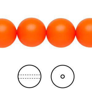 Pearl 10pk neon orange, Crystal Passions® 14mm round 5811