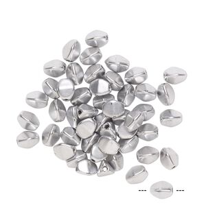 Bead, Preciosa, Czech pressed glass, opaque satin silver, 5x4mm buckwheat. Sold per pkg of 50.