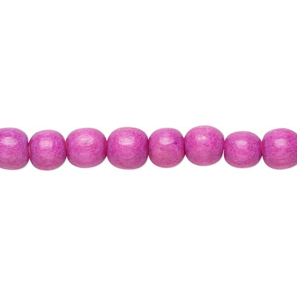 Bead 1pkg1, Taiwanese cheesewood (dyed / waxed), light purple, 5-6mm round, 15-1/2 to 16 inches. image number 0