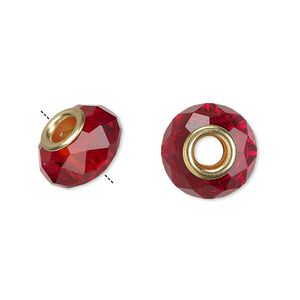 Bead 10pk 32 facets red gold finish, Celestial Crystal® Dione® 14x9mm rondelle