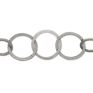 Chain 1pkg1 silver-plated cable, 14mm flat round, antique brass 5 foot unfinished