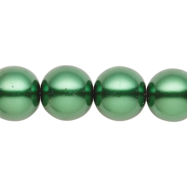 Bead, glass, opaque forest green, 13-14mm round. Sold per 15-1/2" to 16" strand. image number 0