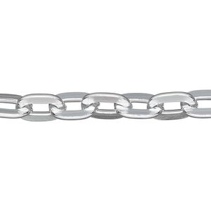Chain, anodized aluminum, silver, 7.5mm flat cable. Sold per pkg of 25 feet.