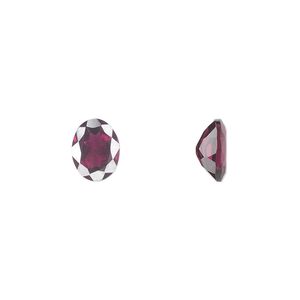 Rhodolite garnet 1pkg1, hand-cut faceted oval gem natural 8x6mm