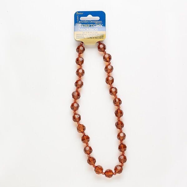 Necklace, stretch, acrylic, dark topaz brown, 4mm and 14mm faceted round, 18-inch continuous loop. Sold individually. image number 0