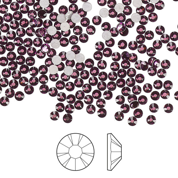 Flat back 1440pk amethyst foil back, Preciosa MAXIMA Czech crystal hotfix rhinestone 2.3-2.5mm chaton rose round SS8 image number 0
