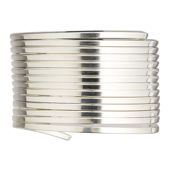 Wire, sterling silver, half-hard, square, 14 gauge. Sold per pkg of 5 feet. image number 0